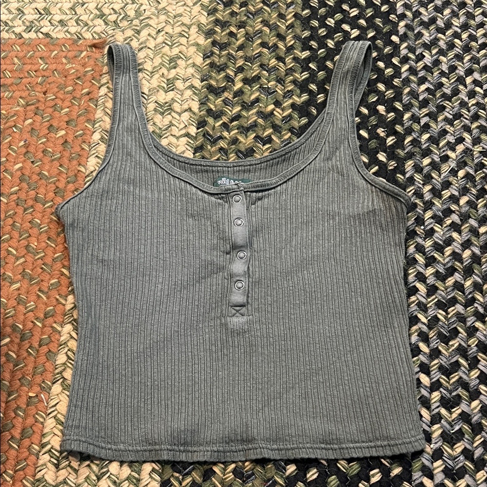 Green Ribbed Tank Top